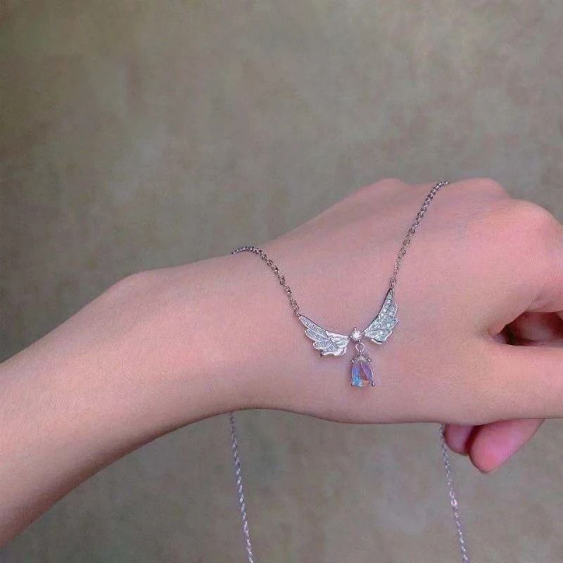 Angel Wings Moonstone Pendant Necklace 3