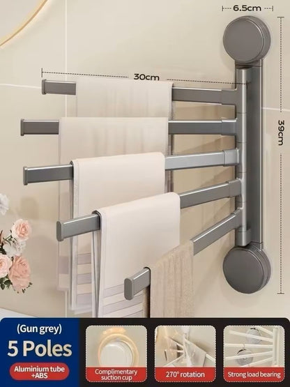 Rotating SuctionCup Towel Rack NoDrill WallMounted Bathroom  Kitchen Organizer 8
