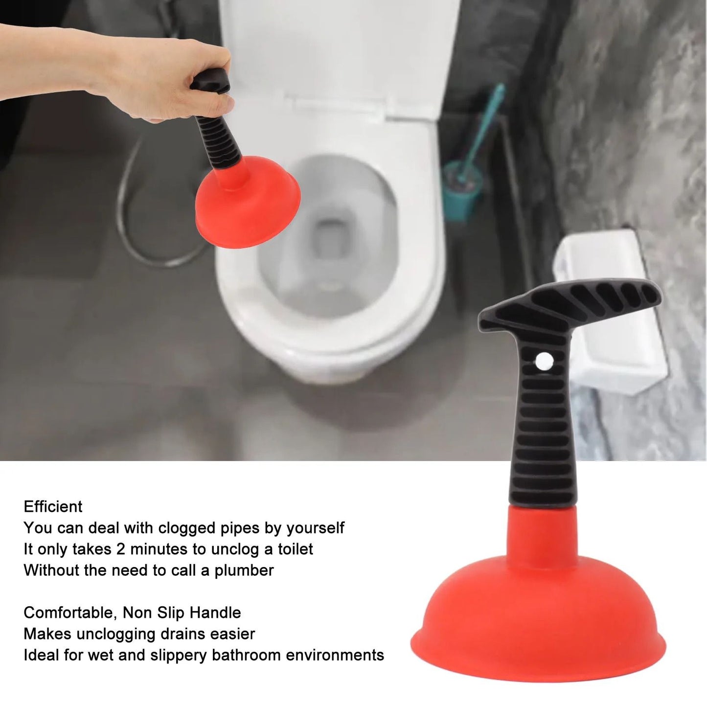 Bathroom Cup Plunger Powerful Slip Proof Handle Small Drain Plunger For Toilet And Sink 3