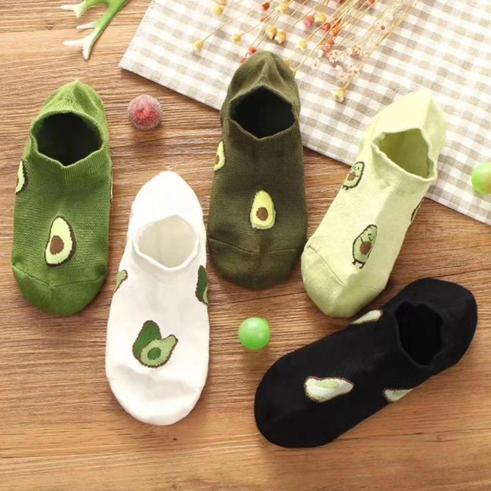 5 Pairs Avocado Crew Ankle Socks For Women 3