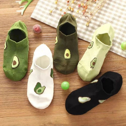 5 Pairs Avocado Crew Ankle Socks For Women 3