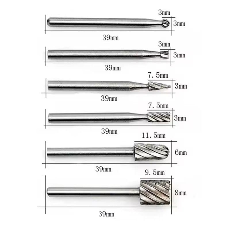 6Piece Rotary Mini Drill Bit Set  HSS Routing Grinding  Milling Cutters For Dremel Tools Wood  Meta