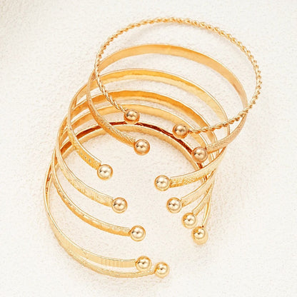 7 Piece Gold Tone Punk Bracelet Set For Women 2