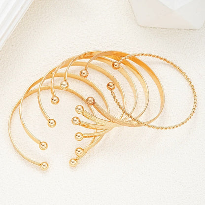7 Piece Gold Tone Punk Bracelet Set For Women 3