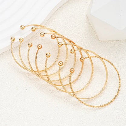 7 Piece Gold Tone Punk Bracelet Set For Women 4