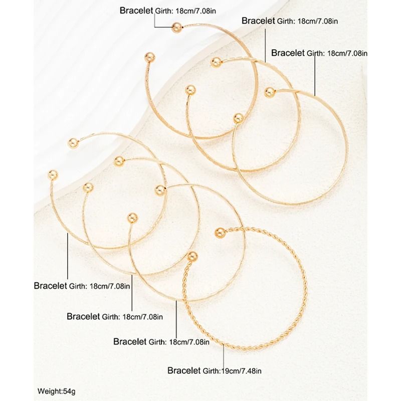7 Piece Gold Tone Punk Bracelet Set For Women 5