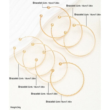 7 Piece Gold Tone Punk Bracelet Set For Women 5