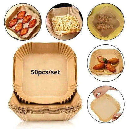 50 Piece Round Air Fryer Disposable Paper Liners