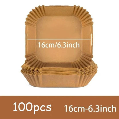 50 Piece Round Air Fryer Disposable Paper Liners 15