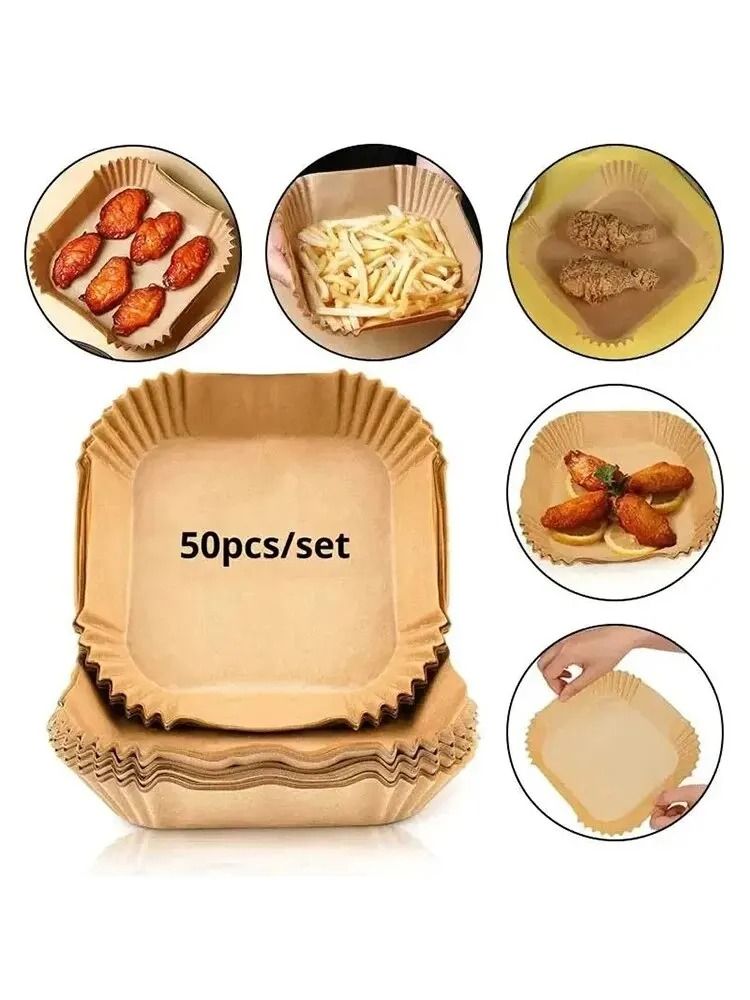 50 Piece Round Air Fryer Disposable Paper Liners 18