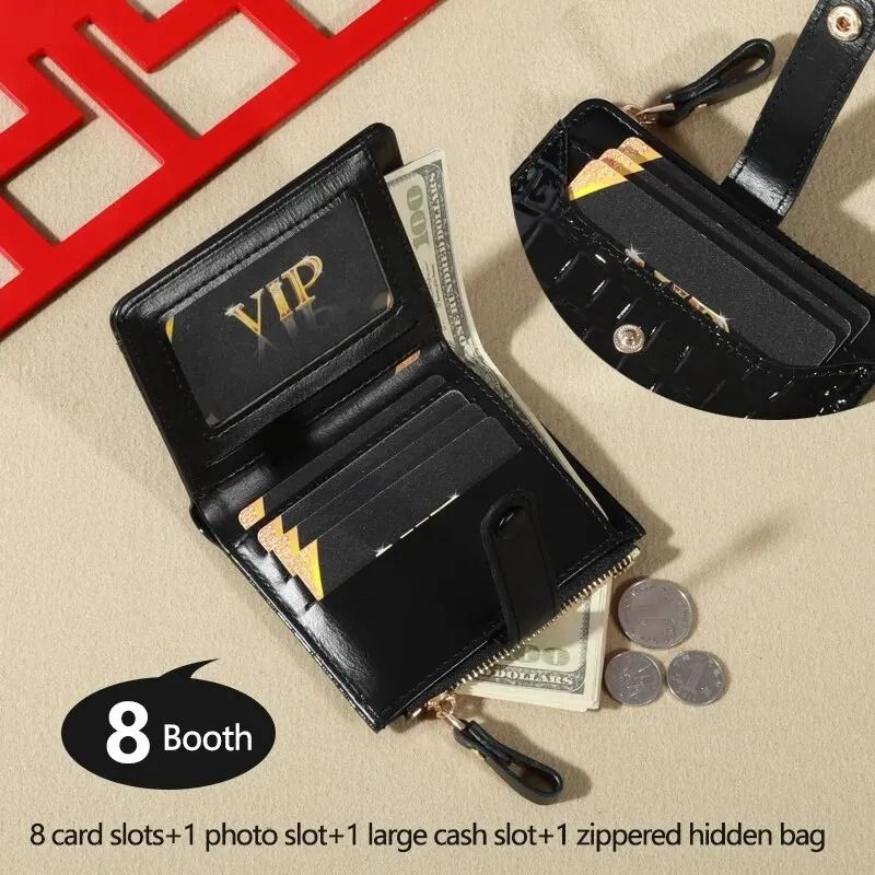 Crocodile Texture Short Wallet For Women 2