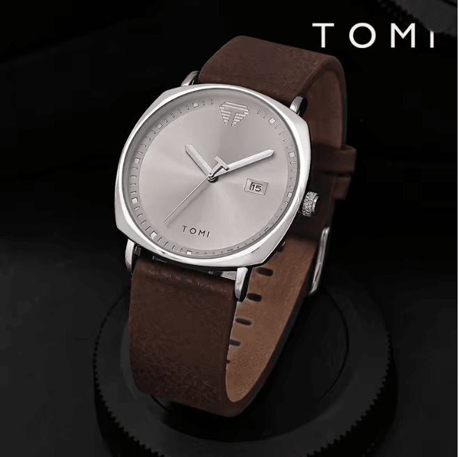 Tomi Mens Minimalist Leather Watch