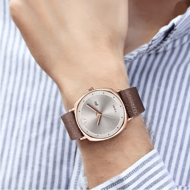 Tomi Mens Minimalist Leather Watch 3