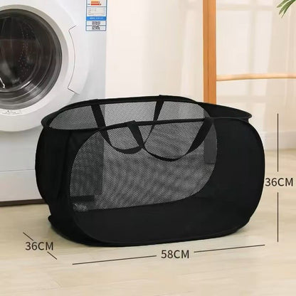 Horizontal Foldable Laundry Basket Mesh Cloth Breathable Laundry Hamper Large Capacity Storage Bask 14