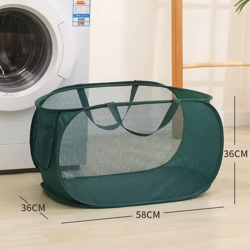 Horizontal Foldable Laundry Basket Mesh Cloth Breathable Laundry Hamper Large Capacity Storage Bask 17