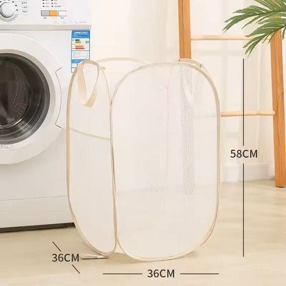 Horizontal Foldable Laundry Basket Mesh Cloth Breathable Laundry Hamper Large Capacity Storage Bask 10