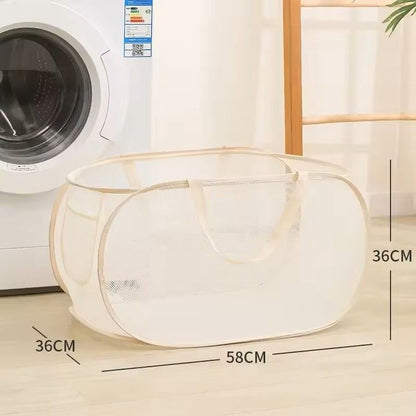 Horizontal Foldable Laundry Basket Mesh Cloth Breathable Laundry Hamper Large Capacity Storage Bask 18