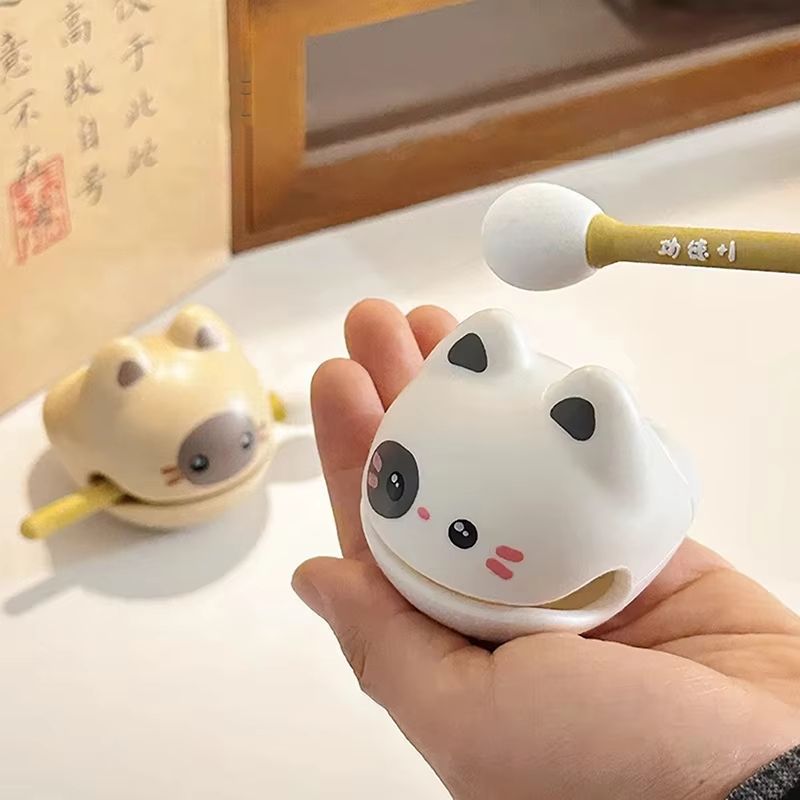Serene Wooden Fish Drum Instrument And Lucky Cat Percussion Decor 1