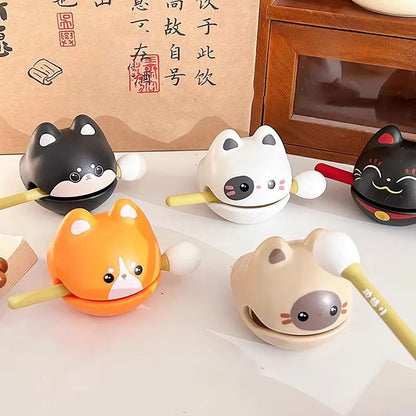 Serene Wooden Fish Drum Instrument And Lucky Cat Percussion Decor 3