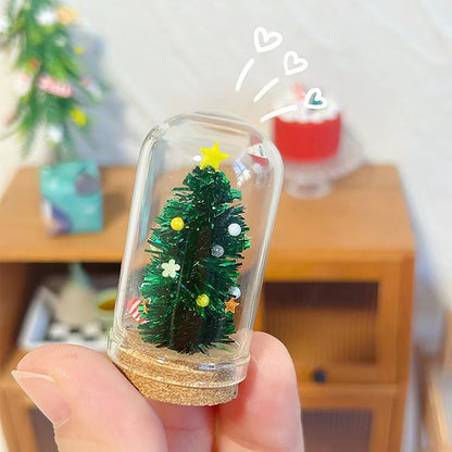 Miniature Glass Christmas Tree Dollhouse Decor Bottle Model