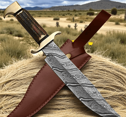 Buy Copper Damascus Hunting Bowie Knife