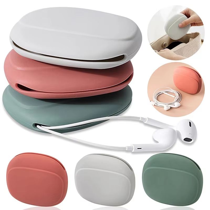 Compact Silicone Travel Cable & Earphone Organizer Case