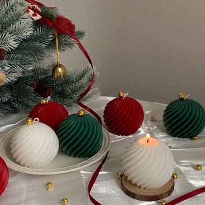 Spiral Stripe Ball Silicone Candle Mold DIY Rotate Ball Mold For Christmas Candle Soap Resin And Pl 3