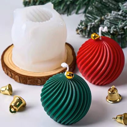Spiral Stripe Ball Silicone Candle Mold DIY Rotate Ball Mold for Christmas Candle Soap Resin and Plaster Crafts