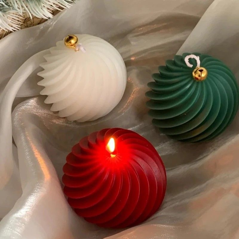 Spiral Stripe Ball Silicone Candle Mold DIY Rotate Ball Mold For Christmas Candle Soap Resin And Pl 6