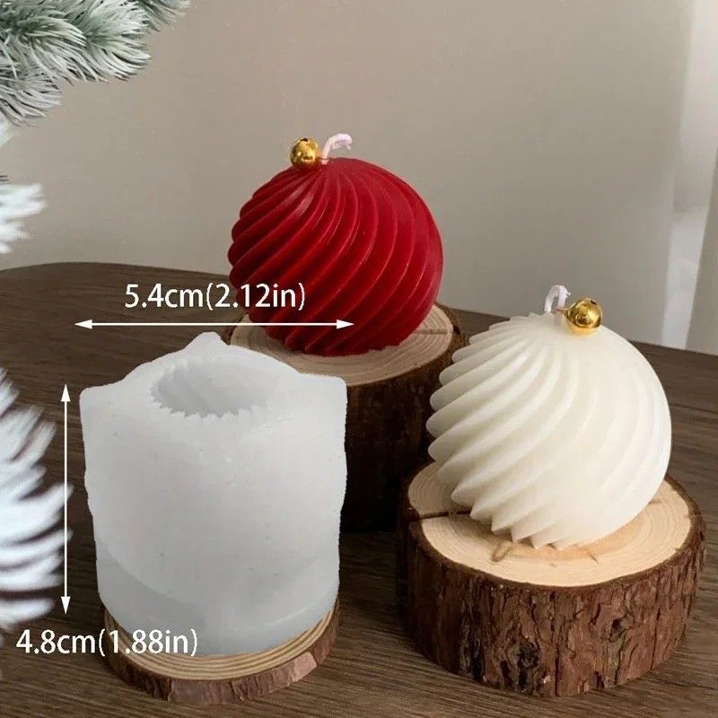 Spiral Stripe Ball Silicone Candle Mold DIY Rotate Ball Mold For Christmas Candle Soap Resin And Pl 1