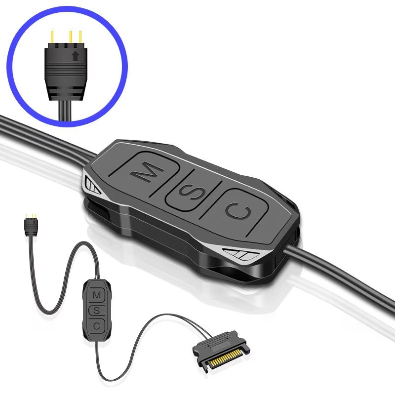 5V ARGB Mini Controller Hub With SATA Power For PC Case Fans 9