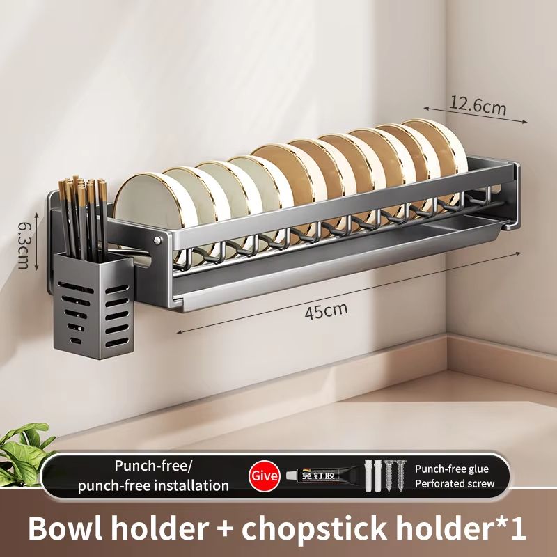 Kitchen Bowl Plate Drying Storage Shelf Wall Mounted Dish Drainer Rack 9