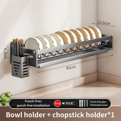 Kitchen Bowl Plate Drying Storage Shelf Wall Mounted Dish Drainer Rack 9