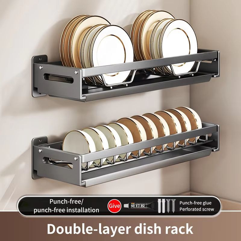 Kitchen Bowl Plate Drying Storage Shelf Wall Mounted Dish Drainer Rack 10
