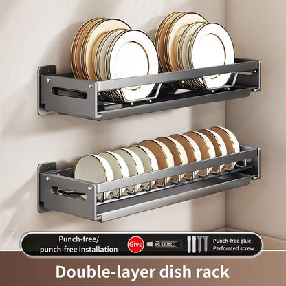 Kitchen Bowl Plate Drying Storage Shelf Wall Mounted Dish Drainer Rack 10