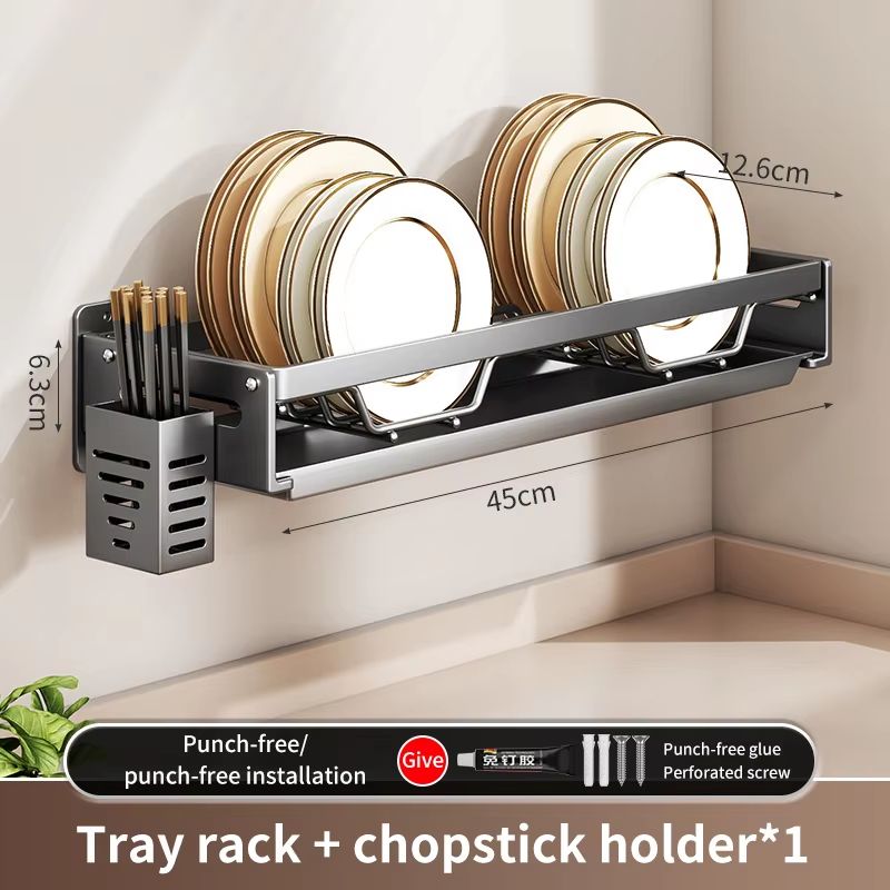 Kitchen Bowl Plate Drying Storage Shelf Wall Mounted Dish Drainer Rack 12