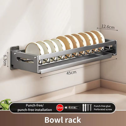 Kitchen Bowl Plate Drying Storage Shelf Wall Mounted Dish Drainer Rack 7