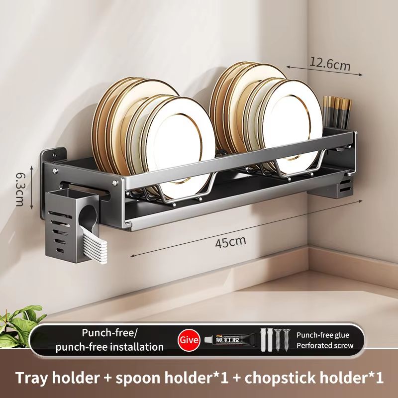 Kitchen Bowl Plate Drying Storage Shelf Wall Mounted Dish Drainer Rack 15