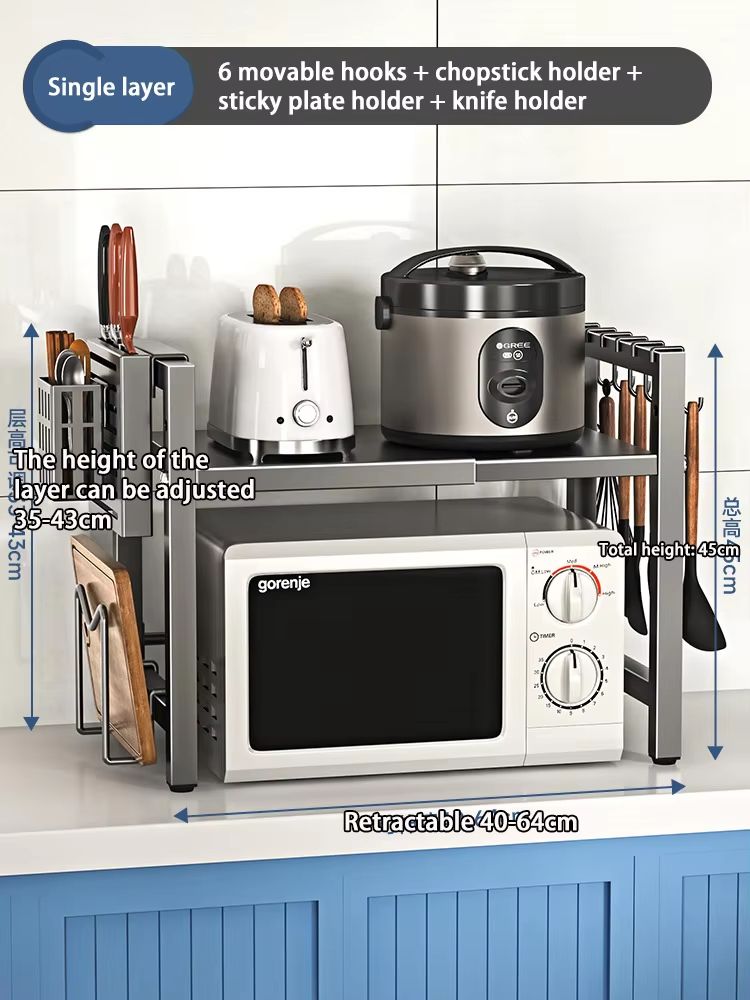 Retractable MultiFunction Microwave Oven  Kitchen Storage Rack 14