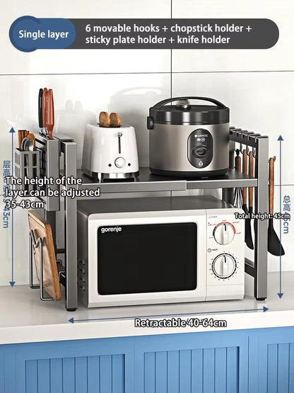 Retractable MultiFunction Microwave Oven  Kitchen Storage Rack 14