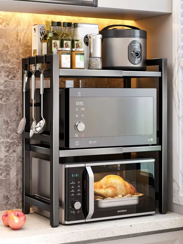 Retractable MultiFunction Microwave Oven  Kitchen Storage Rack 5