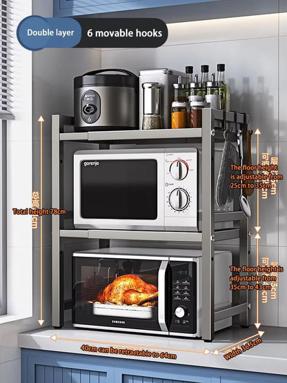 Retractable MultiFunction Microwave Oven  Kitchen Storage Rack 17