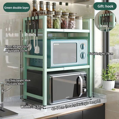 Retractable MultiFunction Microwave Oven  Kitchen Storage Rack 18