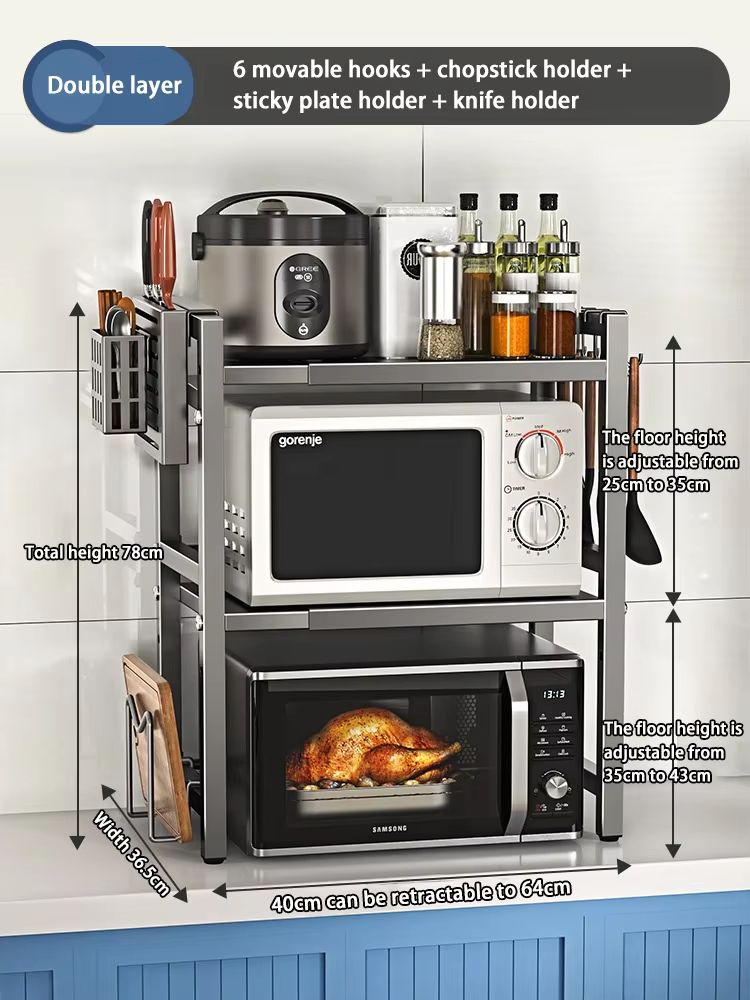 Retractable MultiFunction Microwave Oven  Kitchen Storage Rack 21