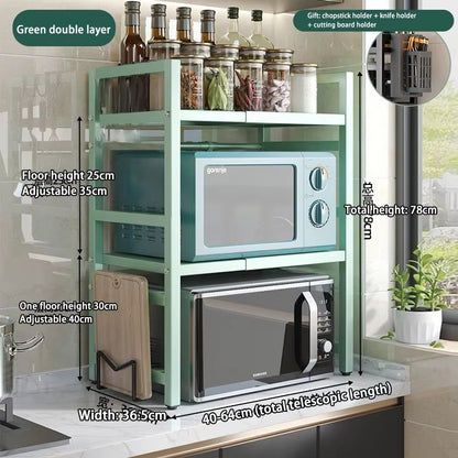 Retractable MultiFunction Microwave Oven  Kitchen Storage Rack 22
