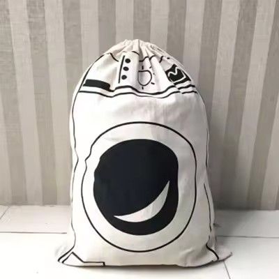 Large Cotton And Linen Laundry Bag Clothes And Toys Storage Bag Printed Fabric Drawstring Duffle Or 15