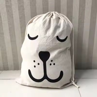 Large Cotton And Linen Laundry Bag Clothes And Toys Storage Bag Printed Fabric Drawstring Duffle Or 16
