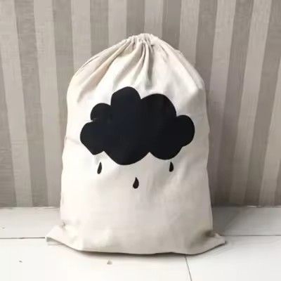 Large Cotton And Linen Laundry Bag Clothes And Toys Storage Bag Printed Fabric Drawstring Duffle Or 17