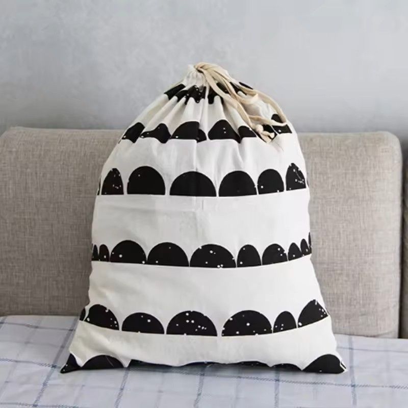 Large Cotton And Linen Laundry Bag Clothes And Toys Storage Bag Printed Fabric Drawstring Duffle Or 8