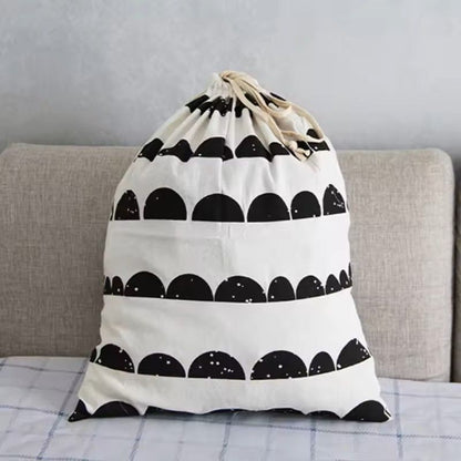 Large Cotton And Linen Laundry Bag Clothes And Toys Storage Bag Printed Fabric Drawstring Duffle Or 8